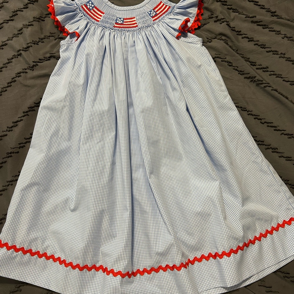 Blue Smocked Sundress with Flutter Cap Sleeves